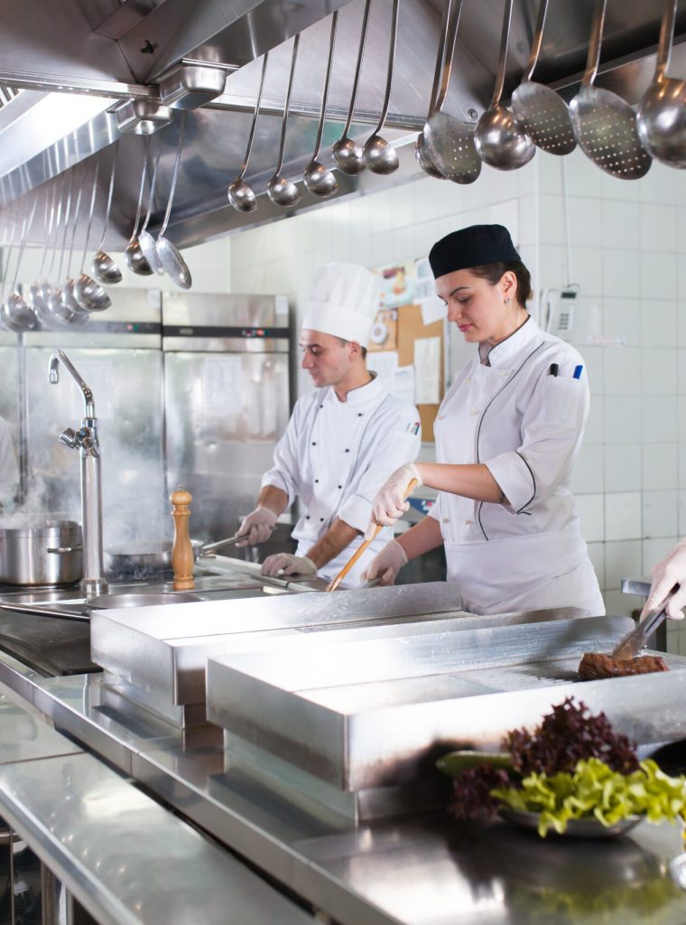 the work of the cook in the kitchen of the restaurant